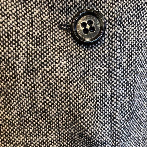 Guess Black and White Tweed Wool Blend Lined Dress Pea Coat Peacoat Sz Large VGC - Picture 3 of 6